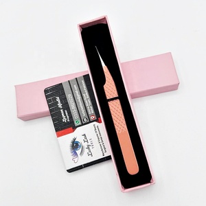 Pince à épiler droite enduite de poudre nue pointe en fibre d'acier inoxydable solide marque privée pince à épiler extension de cils beauté durable - Product Image 6