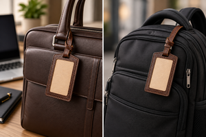 Étiquette de bagage personnalisée en PU véritable, identificateur de sac de voyage flexible et pliable, étiquette de valise - Product Image 6