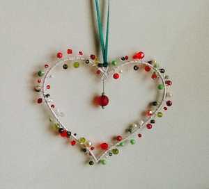 เครื่องประดับลูกปัดแก้วรูปหัวใจ งานฝีมือ ตกแต่งคริสต์มาส จี้หลากสี - Product Image 4