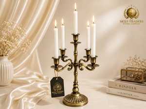 Candelabro de Lujo Dorado de Metal Hecho a Mano, Ecológico, Resistente al Calor, con Ramas en Espiral, Centro de Mesa Vintage para Bodas - Product Image 3