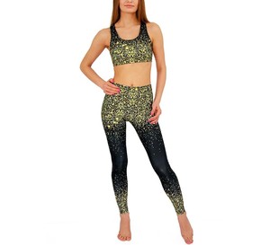 Premium Women Yoga <b>Set</b> <b>Square</b> Neck Four Way Stretch Breathable High Waist Nylon+Spandex Sports Bra Leggings 2-Piece OEM - Product Image 1