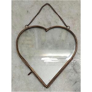 Cadre photo mural en forme de cœur, miroir transparent, bordure en laiton finition antique, prix de gros, best-seller, décorations murales - Product Image 2