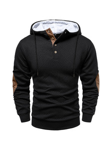Nouveau pull tricoté noir à capuche pour homme 2026, col boutonné, coupe ajustée, décontracté, pour l'automne - Product Image 1