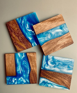 Posavasos de Madera y Resina - Posavasos Reutilizables Ecológicos Personalizables de Estilo Rústico para Cafetería, Cocina y Hogar - Product Image 3