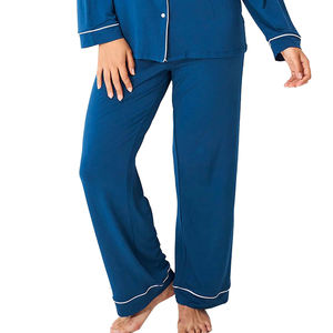 Luxury Cotton Women Sleepwear Set Two Piece Pajamas Elegant Long Sleeve Nightwear Loungewear Custom Logo OEM Comfortable Apparel - Product Image 4