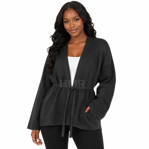 HMR Sisterhood Sorority Cardigan en acrylique tricoté à col en V avec ceinture et manches kimono, haut décontracté à manches longues - Product Image 1
