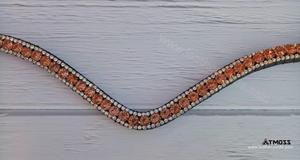 Fronture de luxe en cuir pour cheval, en forme de V, ornée de cristaux et de strass à double rangée, pour bridons et équipement d'équitation - Product Image 6