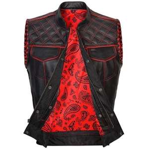 Chaleco de Motocicleta de Invierno 2026, Chaleco de Cuero Vacuno Genuino de Grado A, Personalizado, para Hombre - Product Image 5