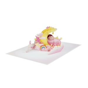 Carte de vœux 3D pop-up faite à la main pour baby shower, carte de vœux personnalisée rose pour bébé, service OEM en gros d'usine - Product Image 2
