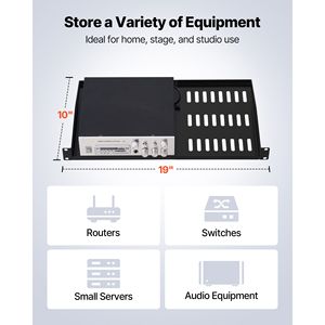 Étagère de rack de serveur 1U pour centres de données, 4 pièces, capacité de charge maximale de 50 lb, ventilée, à fixation murale cantilever, plateau de montage sur rack, profondeur 10 pouces - Product Image 5