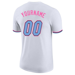 เสื้อเบสบอลแบบกำหนดเองได้สำหรับทุกเพศ สีขาว ชมพู ฟ้า หมายเลข 00 พิมพ์ลายด้วยความร้อน ระบายอากาศได้ดี โพลีเอสเตอร์ สำหรับผู้ใหญ่ ชื่อทีม ชื่อใดก็ได้ - Product Image 3