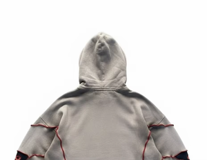 เสื้อฮู้ดดี้แบบซิป ยูนิเซ็กซ์ ทรงโอเวอร์ไซส์ ผ้าฟลีซเนื้อหนา ไม่เป็นขุย พิมพ์ลายกราฟิก สไตล์ดิสเทรส สีแดงดำ - Product Image 4