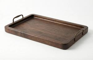 Bandeja de Servir de Nogal Macizo Ecológica Hecha a Mano con Asas de Bronce, Bandeja Portátil para Catering y Mesa de Café - Product Image 6