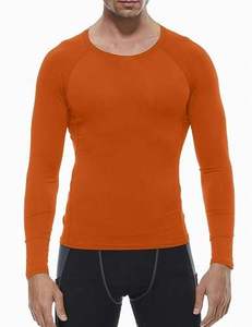 <b>Men's</b> Full Sleeve <b>Compression</b> <b>Shirt</b> Orange Spandex/Polyester Sublimation Printed Breathable Quick Dry Sport Top Rash Guard Front - Product Image 2