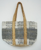 Sac fourre-tout en jute tissé, style bohème, ouvert, avec bandoulière, écologique, pour femme, quotidien, été, plage