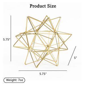 Escultura de Estrella Geométrica Dorada de Lujo, Adorno Decorativo Abstracto de Metal Moderno para Exhibición en Estantes de Hogar u Oficina - Product Image 6