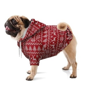 Christmas Red Cotton Classic Knit Hoodie for Dogs with Comfortable Winter Wear - Product Image 3
