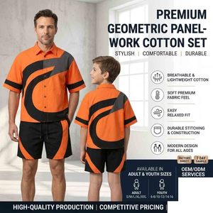 Conjunto de Camisa y Pantalones Cortos de Verano para Hombre, Diseño Geométrico, Estilo Urbano, Listo para Enviar, Logotipo Personalizado, OEM, ODM, Marca Privada - Product Image 3