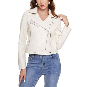 Women's for Genuine Sheep Skin Bomber Jacket Full Sleeve <b>Zipper</b> Closure Stand Collar Short Length Solid Color Breathable - Product Image 5