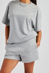 T-shirts et shorts décontractés surdimensionnés 2026 en coton lavé 100 % à séchage rapide, coupe ample unisexe pour hommes - Product Image 3