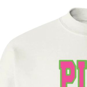 Sweat-shirt à col rond graphique blanc, rose et vert, à manches longues, avec poignets côtelés, décontracté, en polaire pour femme, style streetwear tendance Ev - Product Image 2