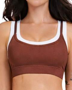 Customized Women Brown <b>White</b> Contrast Sports Bra & Flare Pants <b>Set</b> High Waist Stretch Yoga Fitness <b>Gym</b> Wear Custom OEM Wholesale - Product Image 3