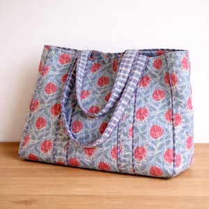 Quilted Cotton Fabric <b>Tote</b> Bag Eco Friendly Reusable Shopping Bag Handmade Cotton Carry Bag Custom Gift <b>Tote</b> - Product Image 3