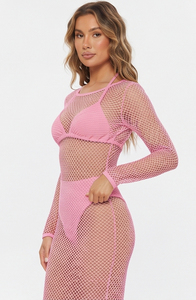 Vestido de rejilla para mujer, manga larga, transparente, sexy, ropa de club, ropa de noche, nuevo vestido de moda, vestido largo de rejilla para damas - Product Image 6