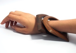 Handmade Wooden <b>Bangles</b> Set Geometric Sissoo Wood <b>Bangle</b> <b>Bracelet</b> Pair Wax Polished Vintage Jewelry for Women - Product Image 2