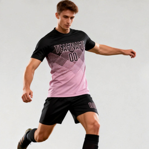 Maillot de football personnalisé pour homme, col rond, manches courtes, logo frontal à double sangle, blanc et rouge, imprimé par transfert thermique, antibactérien - Product Image 3