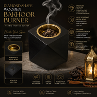 Brûleur à Bakhoor en bois authentique en forme de diamant |   Brûleur d'encens Oud arabe décoratif, porte-parfum d'intérieur pour cadeau de Ramadan et de l'Aïd