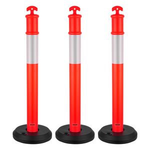 Set di 3 Coni Segnaletici Stradali Resistenti da 48 Pollici con Strisce Riflettenti e Base Riempibile per Sicurezza e Avvertimento nel Traffico - Product Image 1