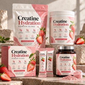 OEM ODM Etiqueta Privada Personalizada, Polvo de Creatina e Hidratación, 5g de Creatina, 5g de Electrolitos, Suplemento Deportivo Sabor Fresa - Product Image 4