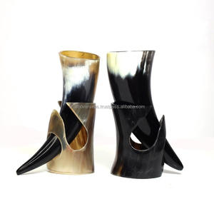 Handcrafted Buffalo Horn Drinking Horn <b>Mug</b> with Decorative <b>Stand</b> - Product Image 2