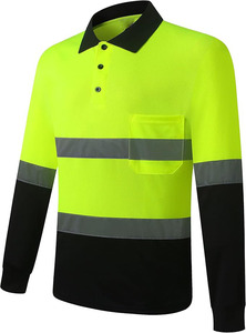 Chemises polo de sécurité réfléchissantes d'été, vêtements de travail de nuit, travaux routiers, chemises polo de sécurité haute visibilité noires - Product Image 2