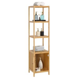 Scaffale da Bagno a 5 Ripiani in Bambù 100%, Mensola Multifunzionale Regolabile, Scaffali Naturali Multifunzionali per il Bagno - Product Image 6