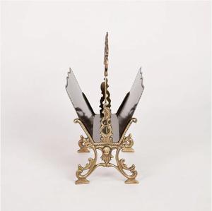 Vintage Metal Tissue Holder Stand With Ornate Design For Desk Decor - Product Image 3