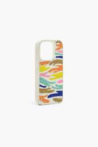 Funda de Teléfono Bordada a Mano con Diseño de Pez Ángel, Color Naranja, Forma Rectangular, con Cuentas de Vidrio y Base de Tela de Poliéster - Product Image 4