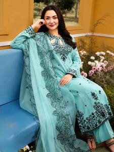 Elegant Embroidered Cotton Salwar Kameez Set For Women Traditional Ethnic Wear Loose Fit Ankle-Length Kurta Dupatta Pant Set - Product Image 2
