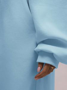 Ensemble de survêtement surdimensionné bleu ciel personnalisé pour femme, sweat-shirt en molleton et pantalon de jogging, vêtements décontractés pour la maison, fabricant OEM - Product Image 4