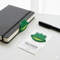 Marcapáginas de PVC con Diseño Original, Reutilizable, Antideslizante, Libre de Ftalatos, Impresión UV, Diseño de Oso de Anime, Marca Nicher, Regalo de Papelería