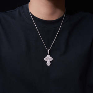 Colgante de cruz de moissanita con corte baguette y efecto Iced-Out, estilo Hip-Hop, joyería de moda, precio al por mayor - Product Image 3