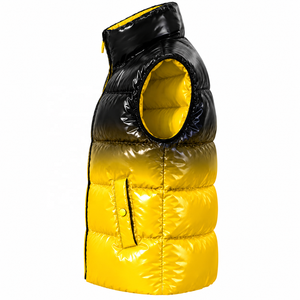 <b>Men's</b> <b>Black</b> Yellow Gradient Puffer <b>Vest</b> Stand Collar Zipper Windproof Waistcoat with Pockets - Product Image 4