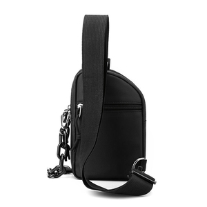 Sac banane unisexe en cuir vintage personnalisé tendance 2026 avec sangle chaîne et fermeture éclair, noir, pour usage quotidien décontracté - Product Image 2