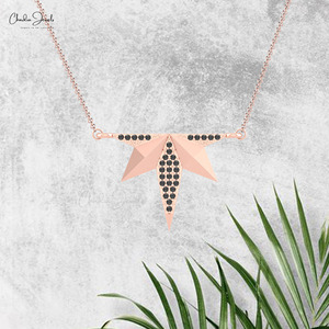 สร้อยคอทองคำแท้ 14K ลายดาวประกาย ขายดีที่สุด พร้อมจี้เพชรดำทรงกลม 1.5 มม. สำหรับงานแต่งงาน ตัวล็อกแบบสปริงริง เหมาะสำหรับเพื่อนเจ้าสาว - Product Image 3