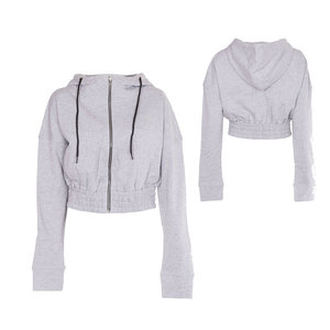 Sudadera con Capucha Corta de Invierno para Mujer, 100% Algodón, Personalizada, Talla Grande, Forro Polar, Bordada, Manga Larga, Transpirable - Product Image 2