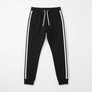 OEM <b>Men's</b> Casual 300 GSM Side Stripe Joggers Cotton Fleece Sweatpants with <b>White</b> Stripes - Product Image 1