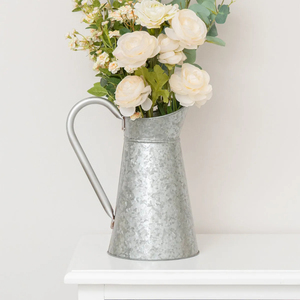 Vintage Galvanized Metal Pitcher Flower Vase Shabby Chic Farmhouse <b>Jug</b> For Home Decor Wedding Garden Floral Arrangements - Product Image 5