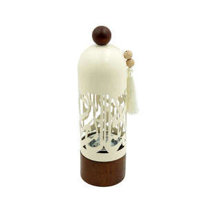 Brûleur d'encens moderne en calligraphie arabe, brûleur de Bakhoor en métal avec dôme, base en bois, Oud Mabkhara, centre de table - Product Image 1