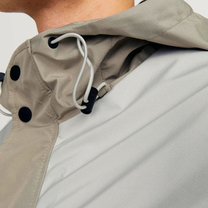 Veste imperméable à capuche pour homme, coupe classique, beige gris, revêtement PU, style décontracté pour l'extérieur, fermeture éclair - Product Image 5